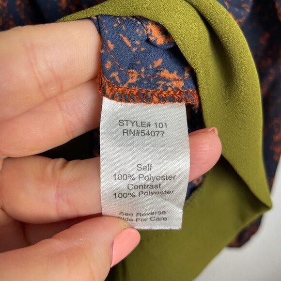 CAbi Python Snake Skin Border Wrap Style Chiffon Top Sz. M - Picture 6 of 6